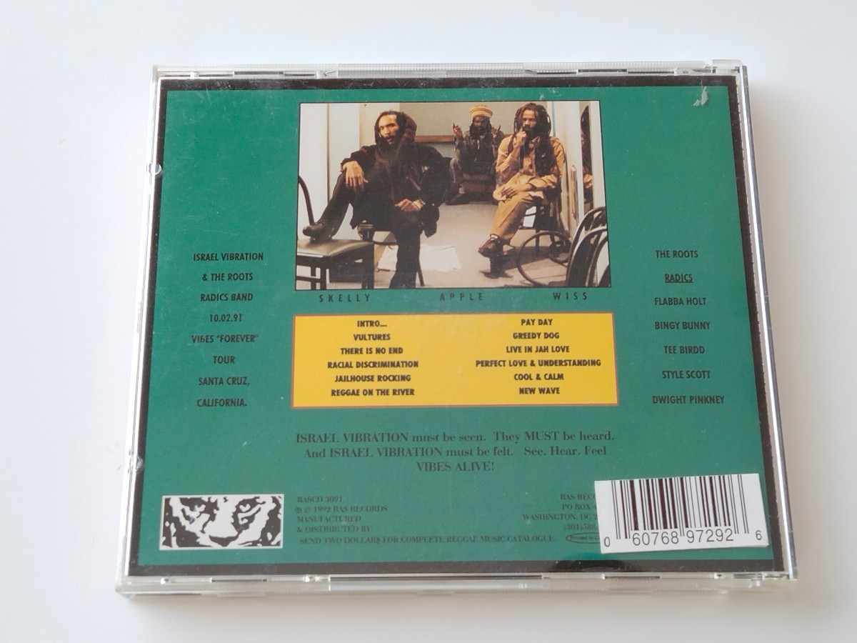 Israel Vibration/ VIBES ALIVE! CD RAS RECORDS US RASCD3091 92年ライヴ,イスラエル・ヴァイブレーション,ROOTS REGGAE,Kingston Jamaica_画像2