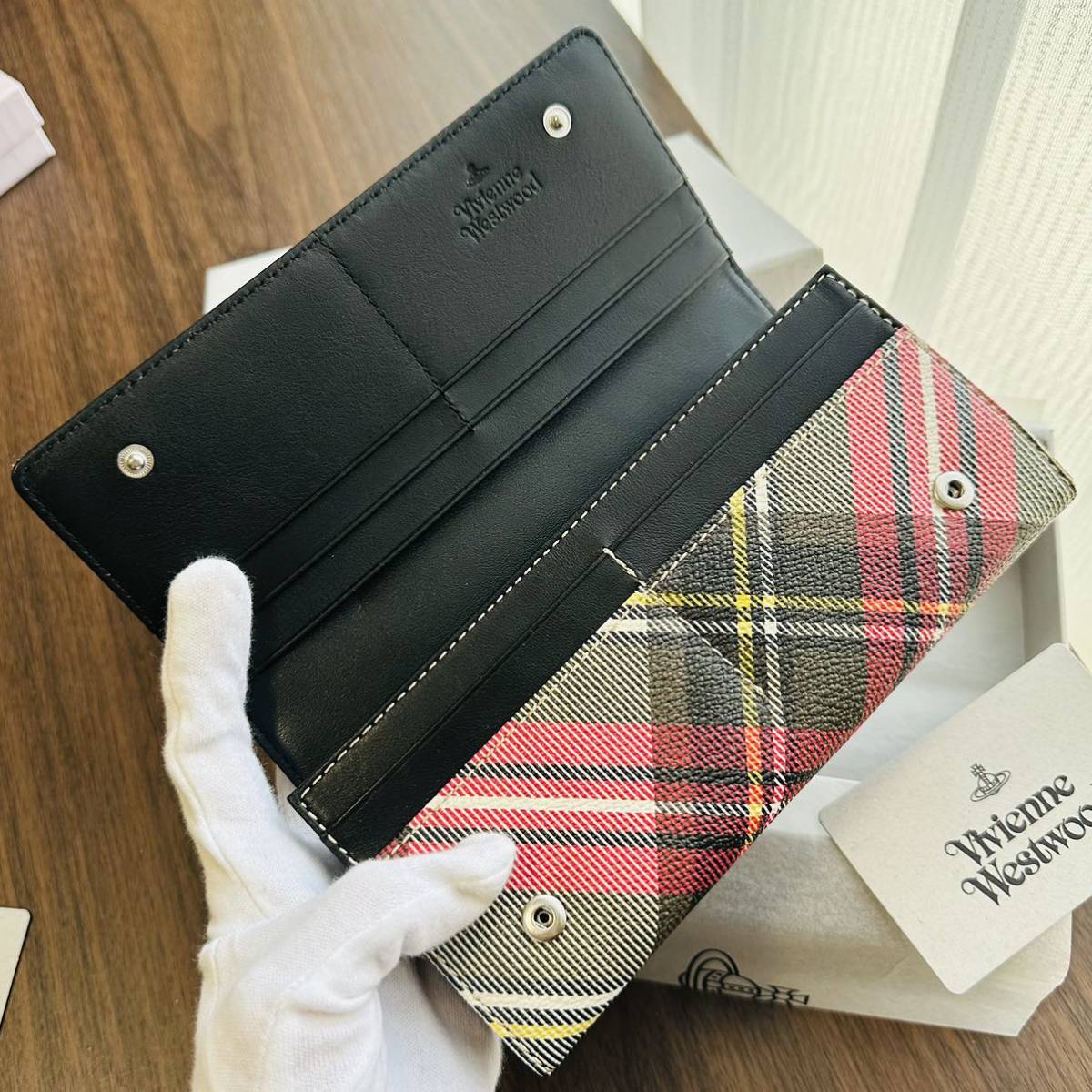 未使用/正規品VivienneWestwood シルバーオーブ/タータン長財布-