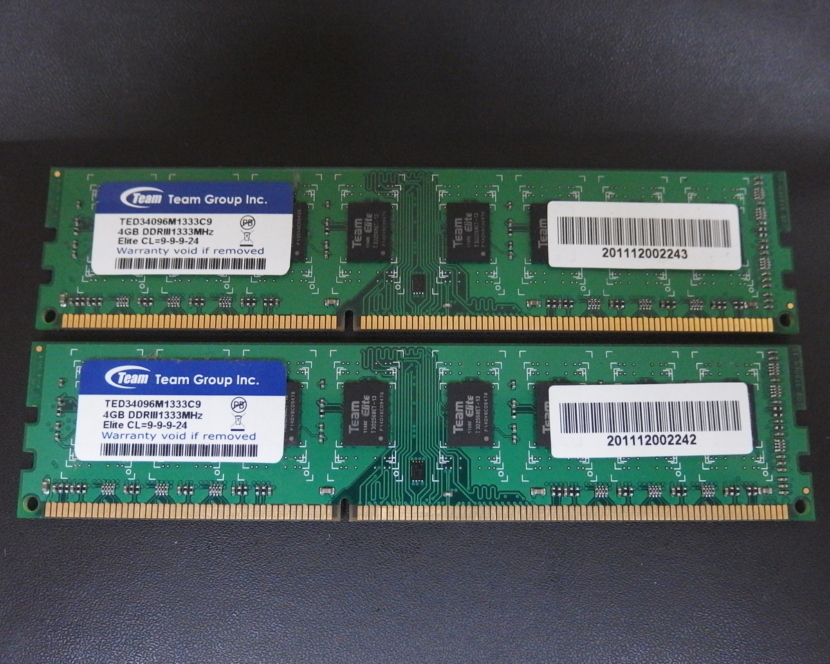 mem131 Team 4GB×2枚=8GB DDR3 中古品_画像1