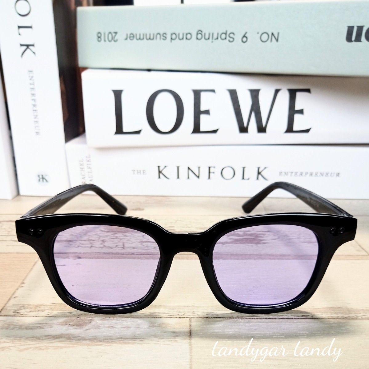 UV おしゃれ カラー パープル 紫 レンズ ヴィンテージ 薄い サングラス 韓国 アイウエア ファッション カラフル