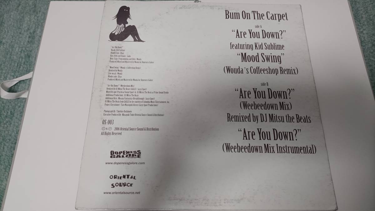 中古レコード 12インチ Bum On The Carpet - Are You Down? 盤2枚セット 2006 アングラ_画像2