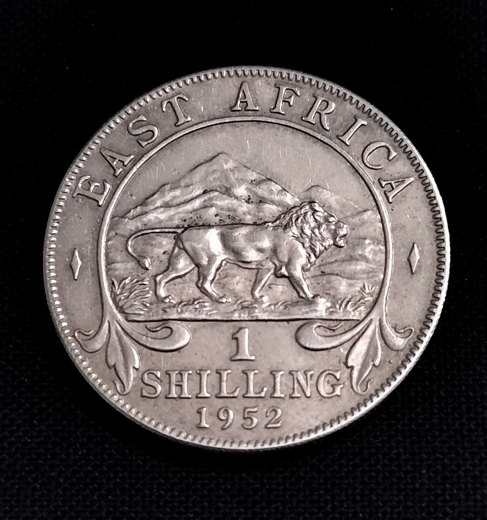 セール！ジョージ６世 1952年 東アフリカ 1 シリング銀貨_画像2