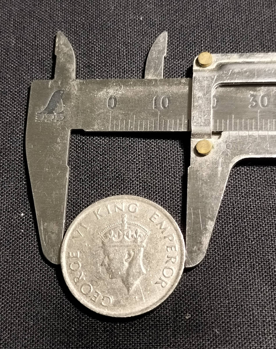 英領インド ジョージ6世 ハーフルピー銀貨 1947_画像3