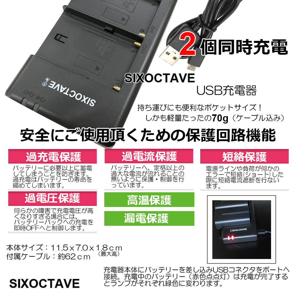 NP-F330 NP-F530 NP-F550 NP-F570/FUTABA LT2F2200 互換バッテリー ２個とデュアルバッテリー充電器チャージャー BC-VM10/LBC-1D5 セットの画像3