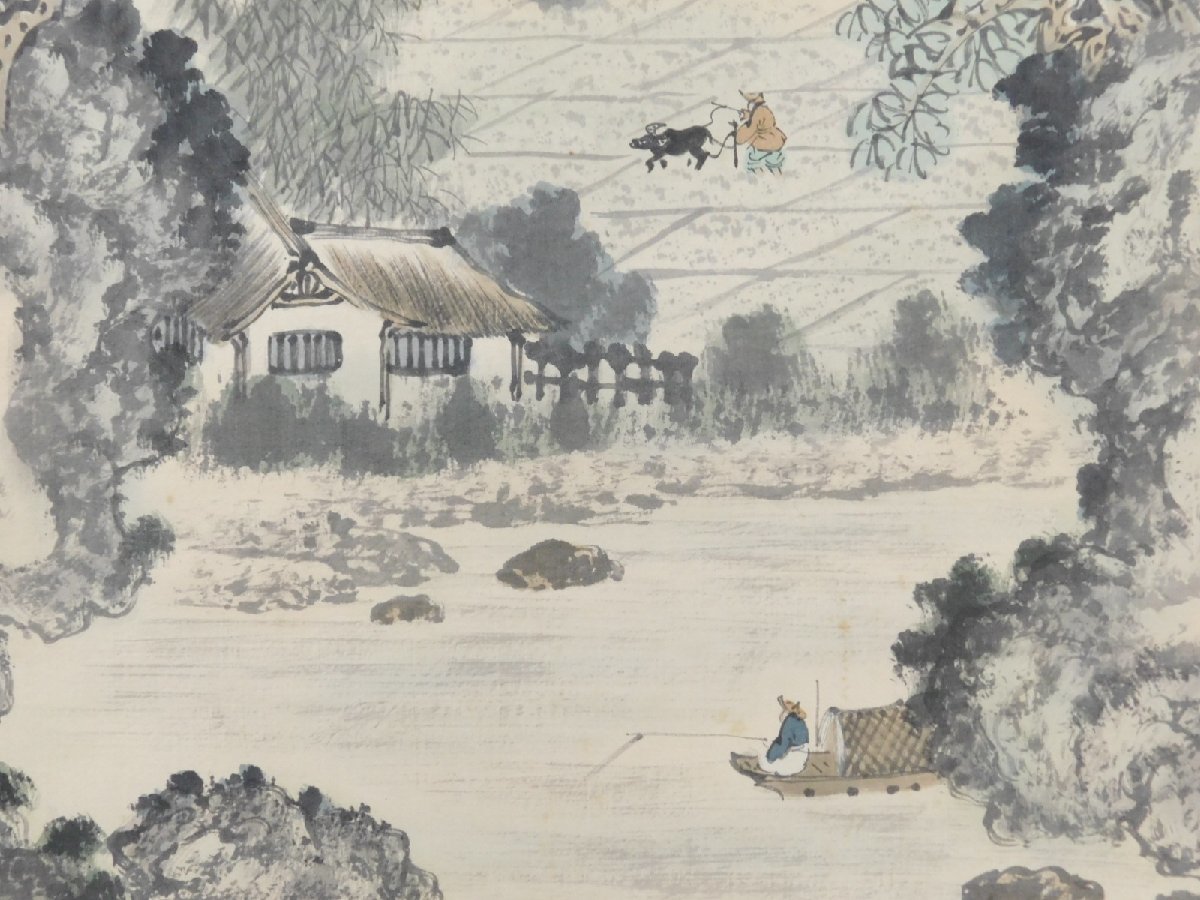 陳文翰(陳世向)山村〇麓 山水図 中国画 絹本 軸装 掛軸 中国美術 近代
