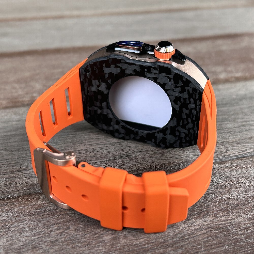 アップルウォッチ ウルトラ apple watch Ultra 49】リシャールミル風高級カーボンケース 黒オレンジ 限定 アップルウォッチ ウルトラ apple watch Ultra 49】リシャールミル風高級カーボンケース 黒オレンジ 限定