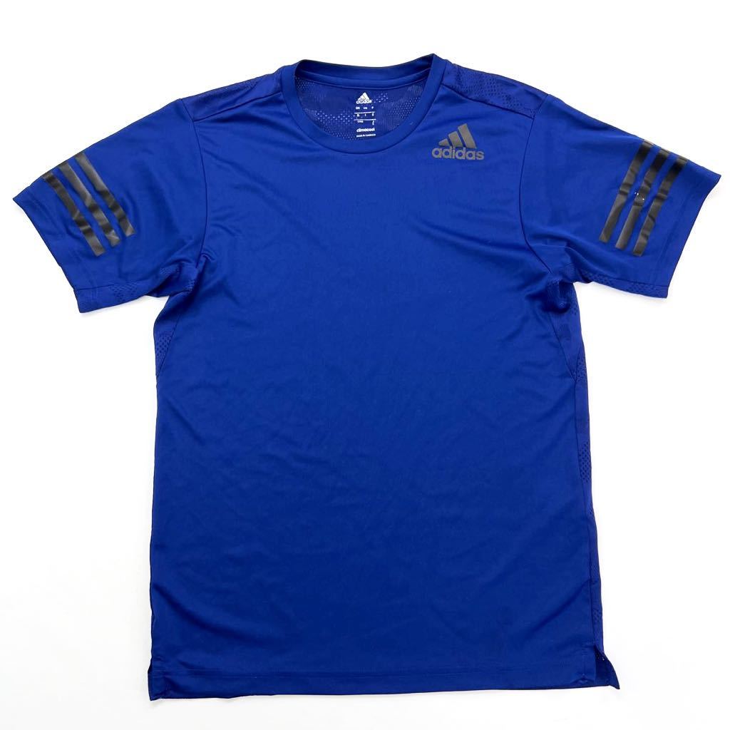 adidas ☆ 背中メッシュ◎ 速乾素材◎ ブルー 半袖 Tシャツ S スポーツ サッカー フットサル ランニング トレーニング アディダス■A289_画像2