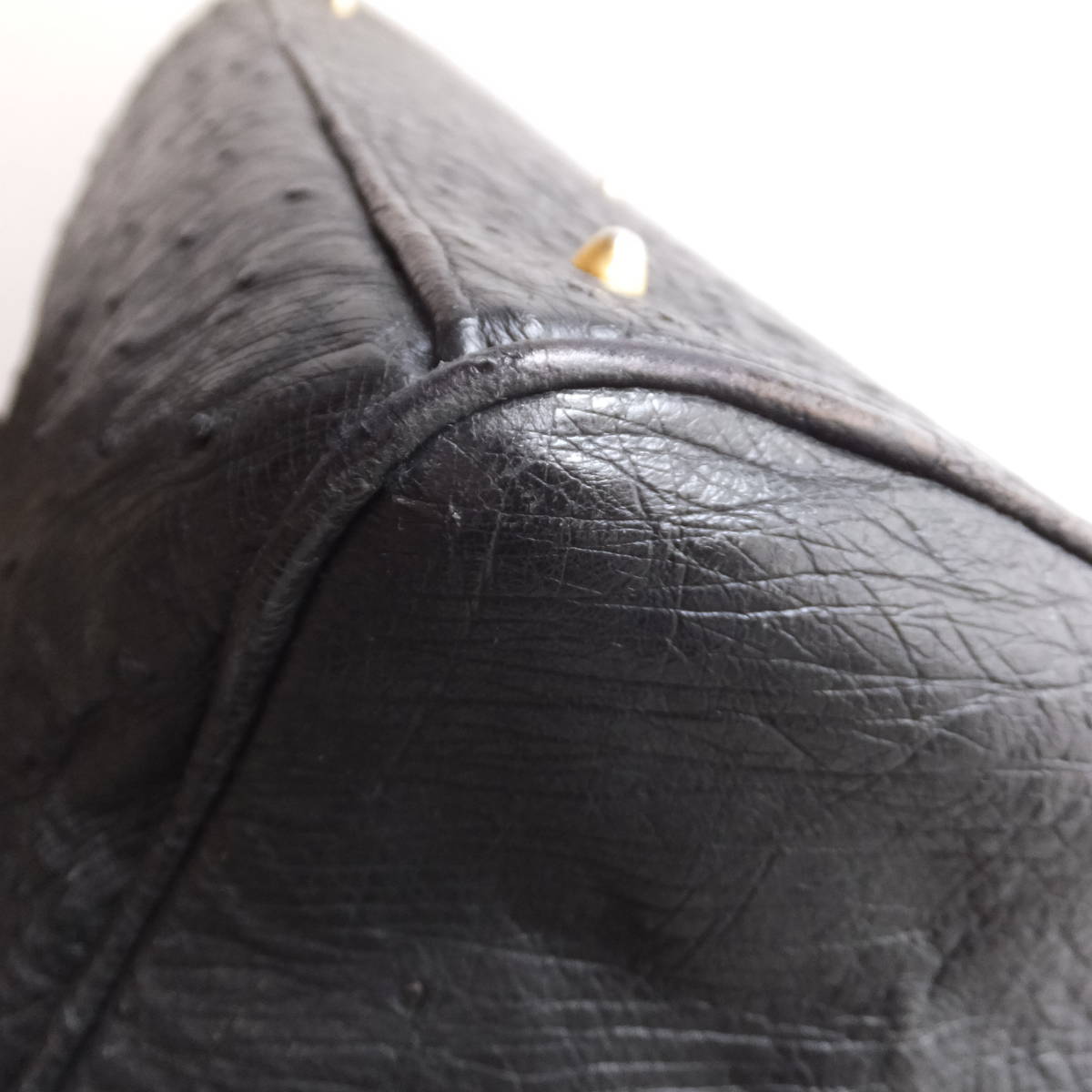 Ostrich кожа ручная сумочка чёрный черный ключ имеется большая сумка натуральная кожа Vintage 