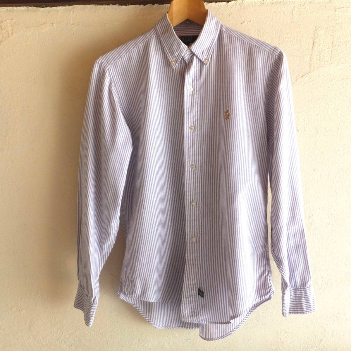  Ralph Lauren button down long sleeve shirt purple stripe size 18 90S Vintage old clothes boys size (XL?)RALPH LAUREN