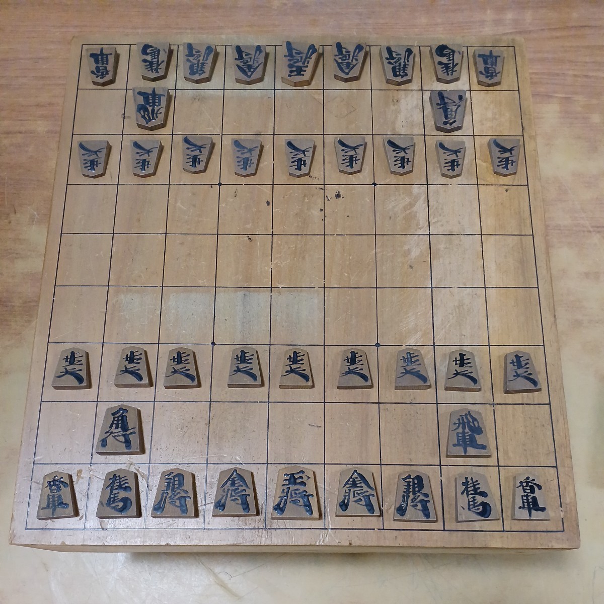  used long-term keeping goods retro shogi record shogi piece set pair attaching shogi record tree boxed tree piece wooden Vintage old Japanese-style house old .. purity? scratch dirt equipped present condition goods 