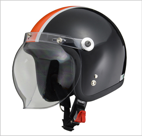 ジェットヘルメット BC-10 クリアシールド付き ブラック×オレンジ フリーサイズ　BC-10-BKOR リード工業_画像1