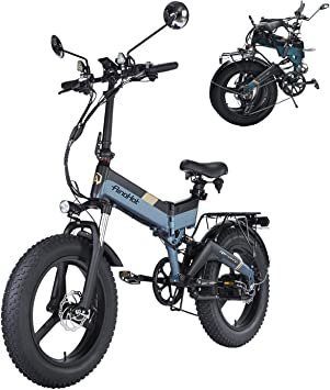折り畳み 電動自転車 ブルー アシスト 7段変速 LEDライト 500W モーター AINOHOT R6 Eバイク 20インチ