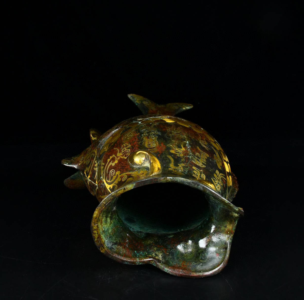 館蔵珍品 戦 青銅製 錯金 魚瓶』置物 賞物 貴重物品 収蔵品 中国古美