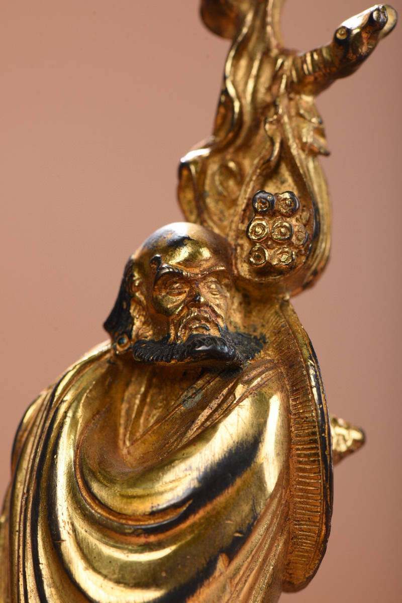 館蔵珍品 銅製 塗金 達摩祖師造像置物 賞物 貴重物品 収蔵品 中国古美術
