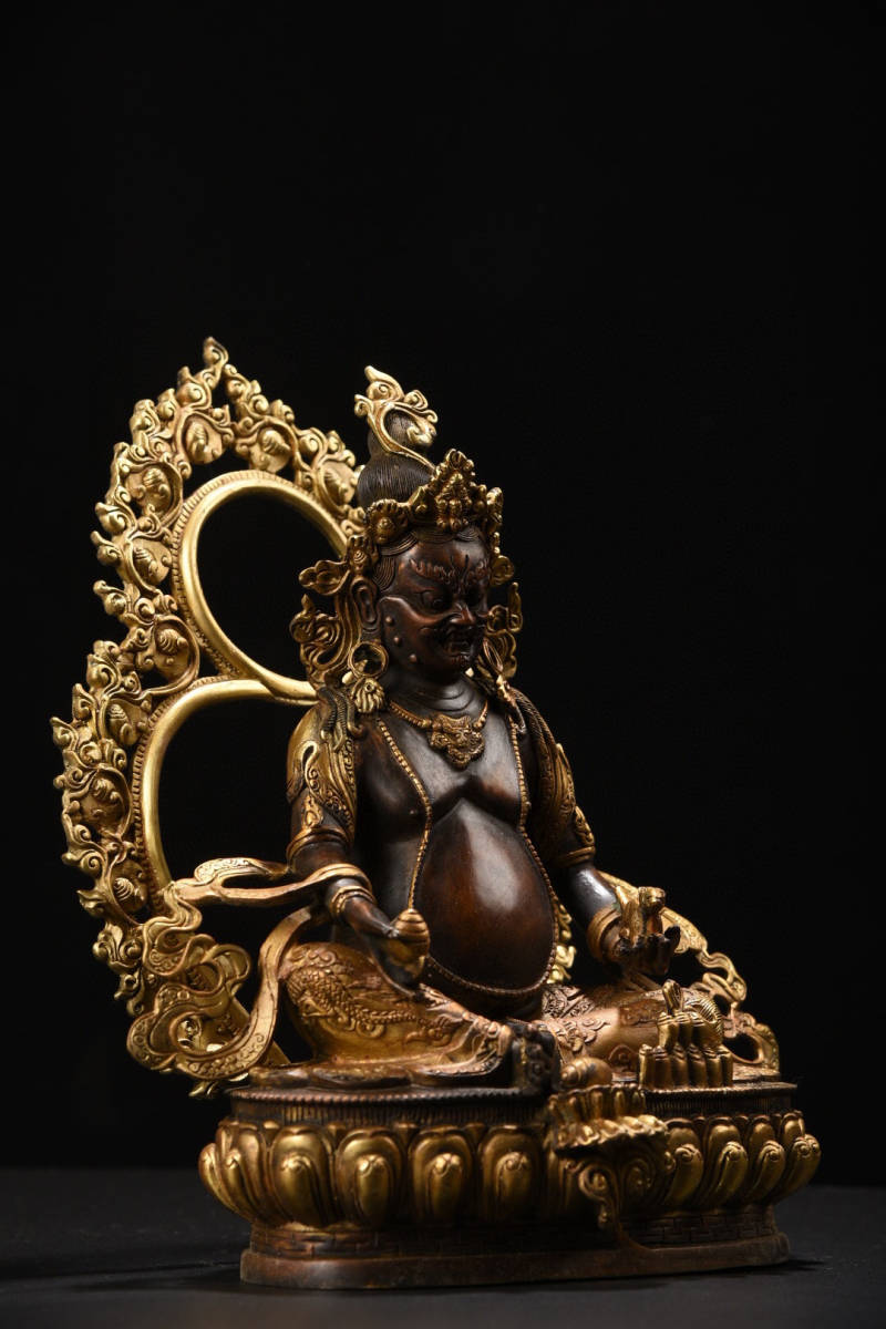 館蔵珍品 銅製 塗金 黄財神雙身像置物 賞物 貴重物品 収蔵品 中国古美術