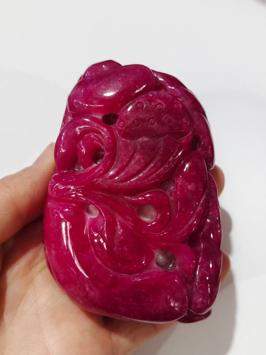 館蔵珍品 翡翠製 細密彫 紅翡 福寿如意 手把件』根付 裝身具 貴重物品