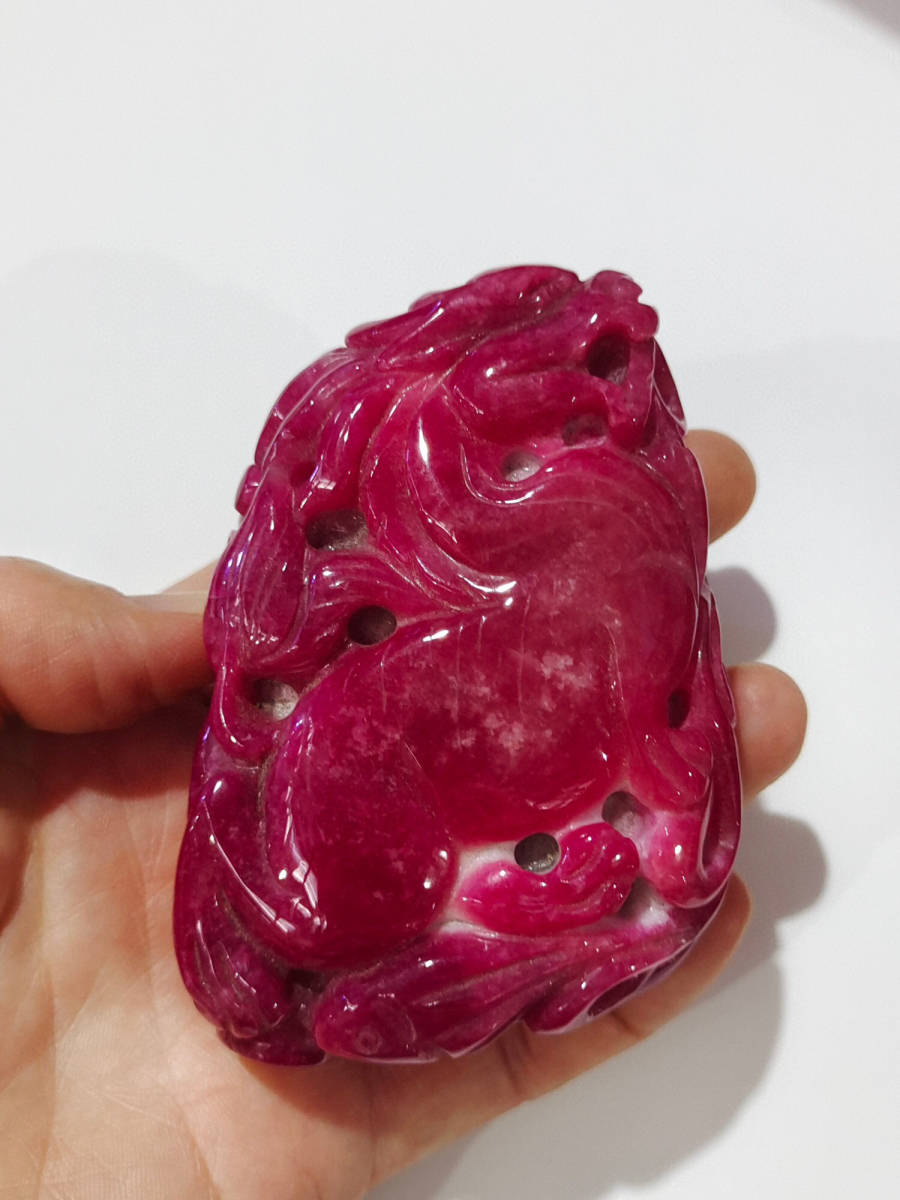 館蔵珍品 翡翠製 細密彫 紅翡 福寿如意 手把件』根付 裝身具 貴重物品