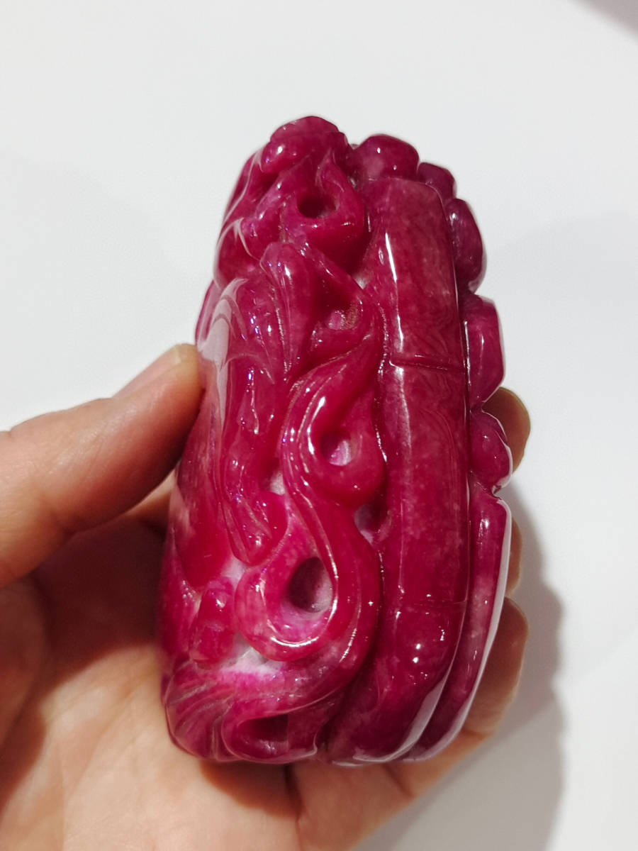 館蔵珍品 翡翠製 細密彫 紅翡 福寿如意 手把件』根付 裝身具 貴重物品