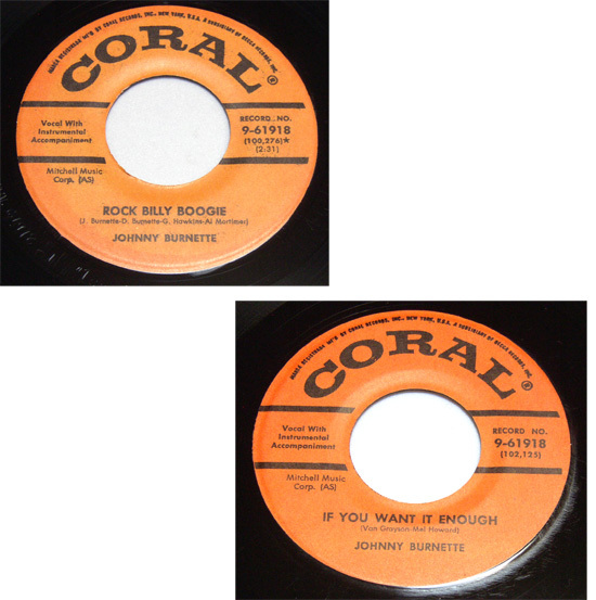 45rpm / Rock billy Boogie - Johnny Burnette - If You Want It Enough / 50s,ロカビリー,FIFTIES,CORAL,Issued 1975 MARIANO REPRO,MA_画像2