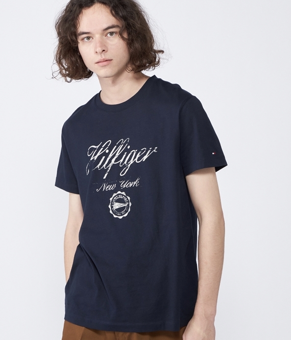 古着風の味わい深い雰囲気を放つプリントTシャツ ネイビー　XLサイズ　TOMMY HILFIGER #ngTOMMY_画像3