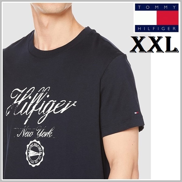 ビンテージ仕上げのグランジプリントTシャツ ネイビー XXLサイズ TOMMY HILFIGER #ngTOMMYの画像1