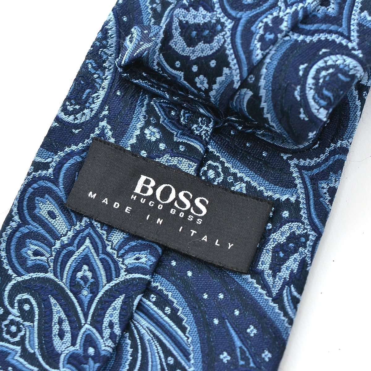 〇456579 HUGO BOSS ヒューゴボス ◯ネクタイ サイズ7.5cm メンズ イタリア製 ブルー ペイズリー_画像5