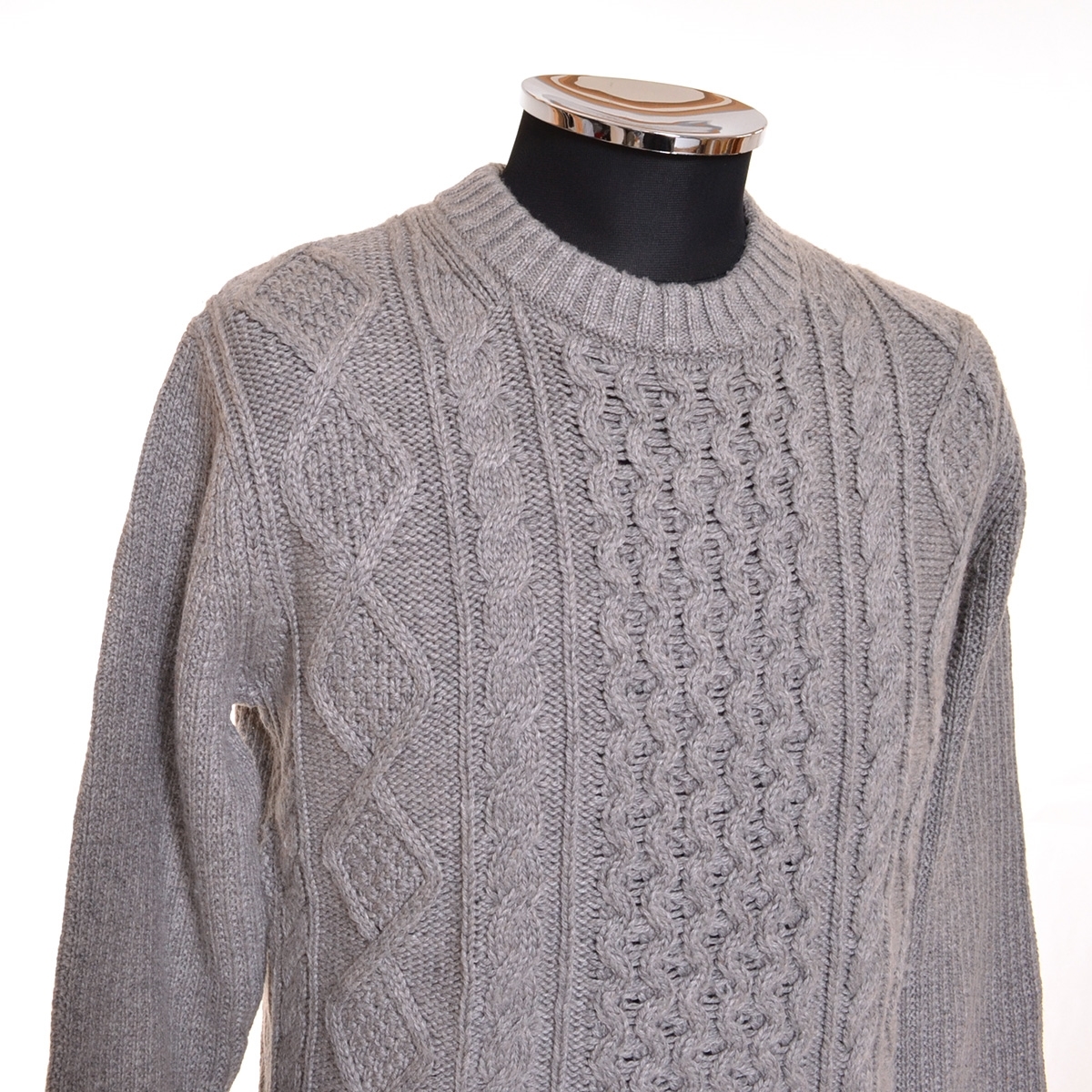 0469713 UNIQLO Uniqlo 0 cable knitted Alain pattern sweater size M wool Blend men's gray 