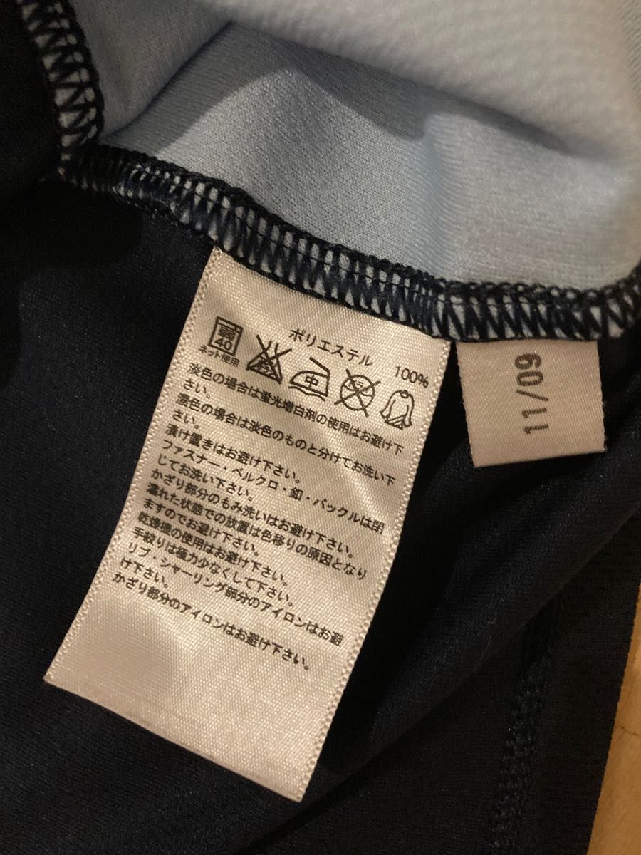 値下！アディダス adidas レディースMサイズ　トレーニングウエア 半袖Tシャツ ☆CLIMALITE☆紺色×水色　used