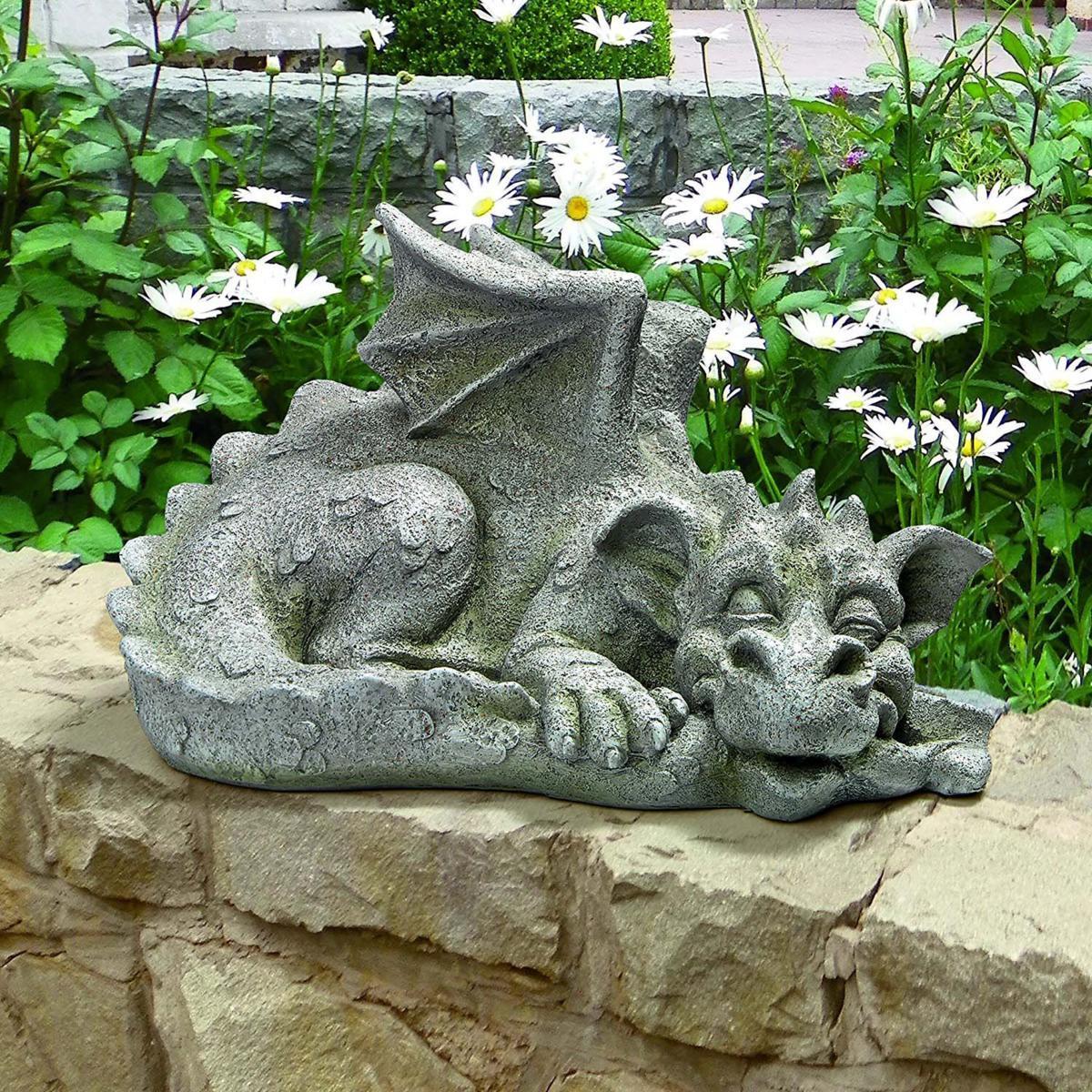顔を赤らめるバベル 勇敢な龍 ドラゴンの像ミディアム ガーデン彫像 彫刻/ 洋風庭園 ガーデニング芝生 園芸(輸入品)