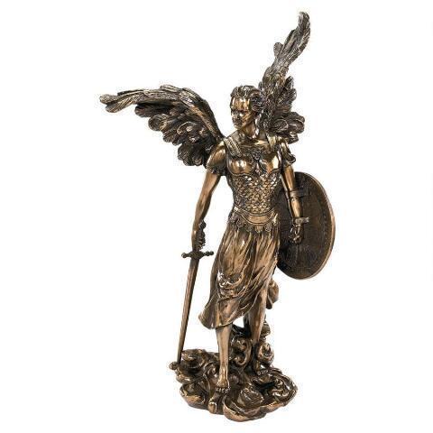 珍しい 祭壇 カトリック教会 彫刻/ ブロンズ風彫像 ミカエル 守護天使