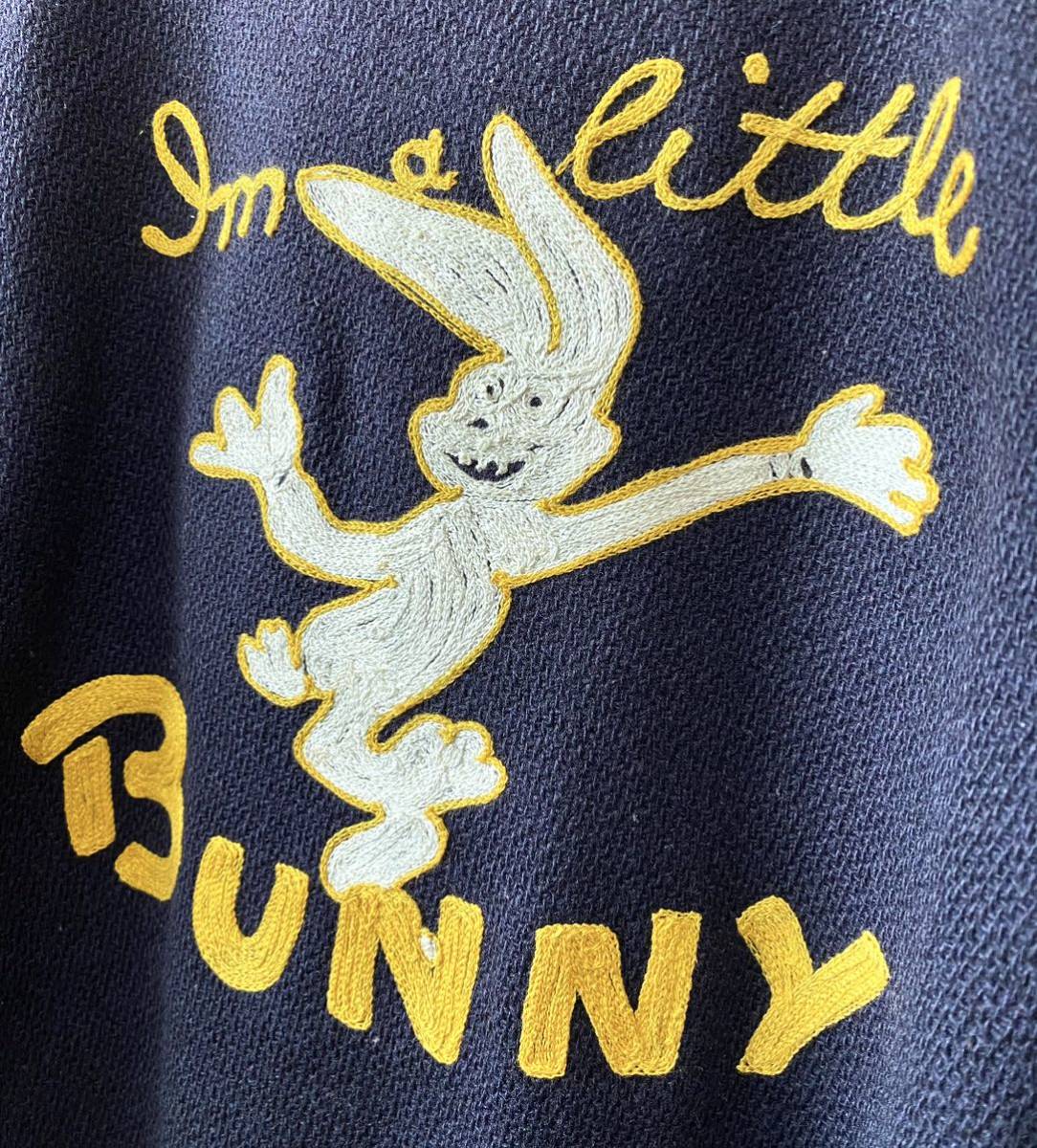 ★40s - 50s ビンテージ BUNNY チェーン刺繍 スタジャン Size38相当★の画像2