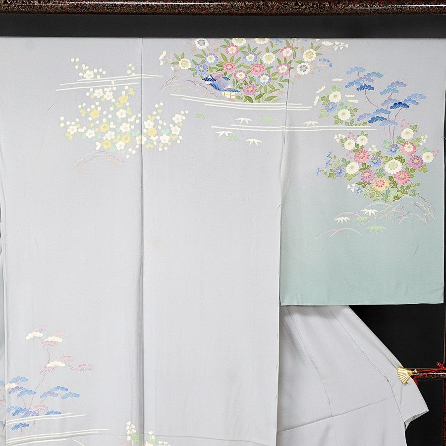訪問着 本加賀友禅 押田正義作 江戸解文様 仮絵羽 未仕立て 難 訪問着 本加賀友禅 押田正義作 江戸解文様 仮絵羽 未仕立て 難