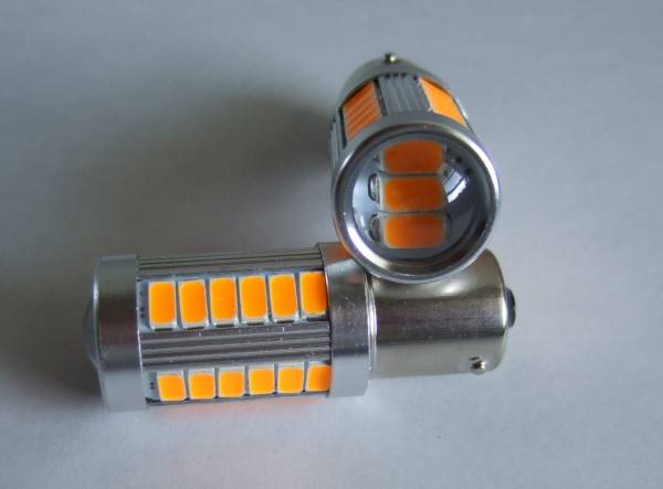 <LEDX02Y-003>33SMD LED 高輝度プロジェクターLED 150度突起 アンバー (オレンジ) S25 シングル球 テール・ウインカー用_画像5