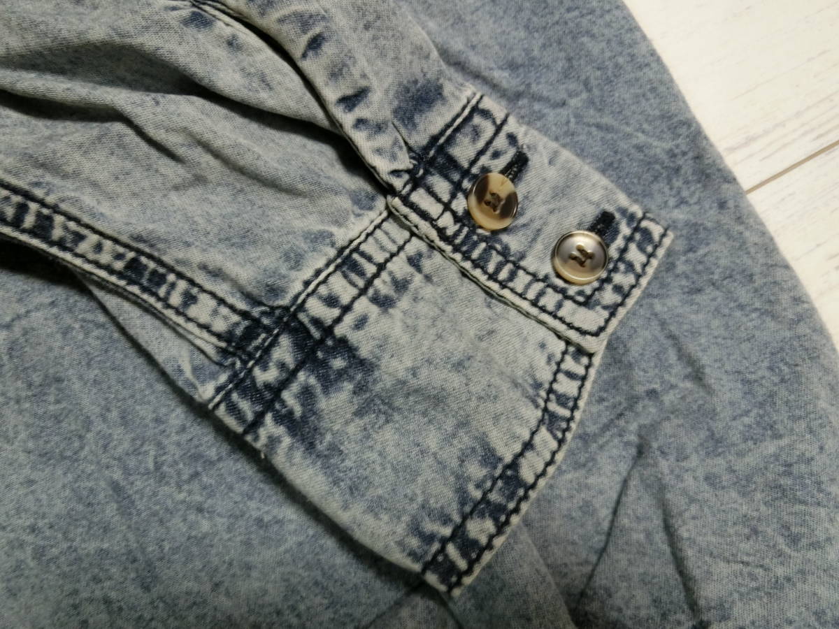  wing thin soft Denim washer bru with pocket shirt 