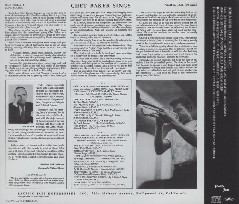 チェット・ベイカー CHET BAKER / チェット・ベイカー・シングス