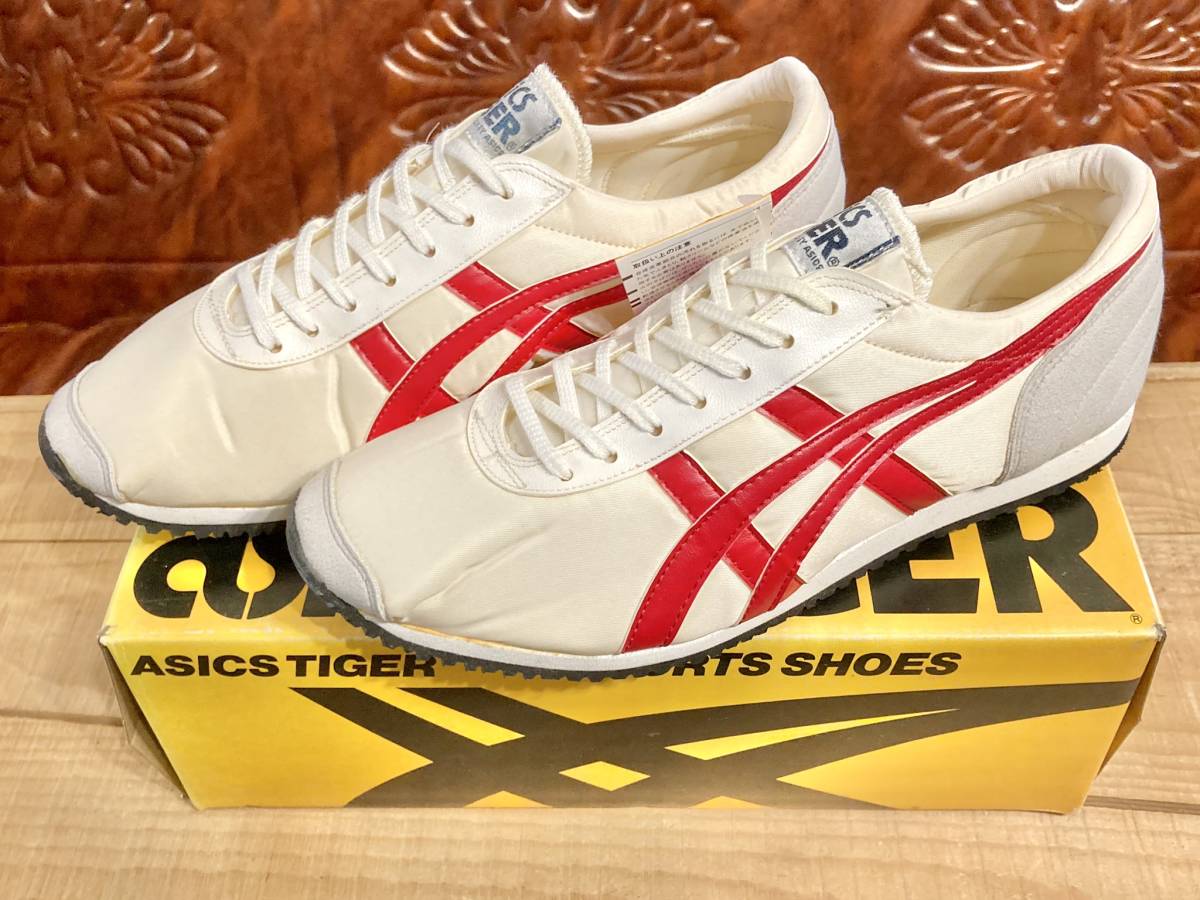 **90s! rare rare!ASICS TIGER marathon 310 marathon shoes 25.5cm white / red Asics Tiger nylon dead Vintage 235**