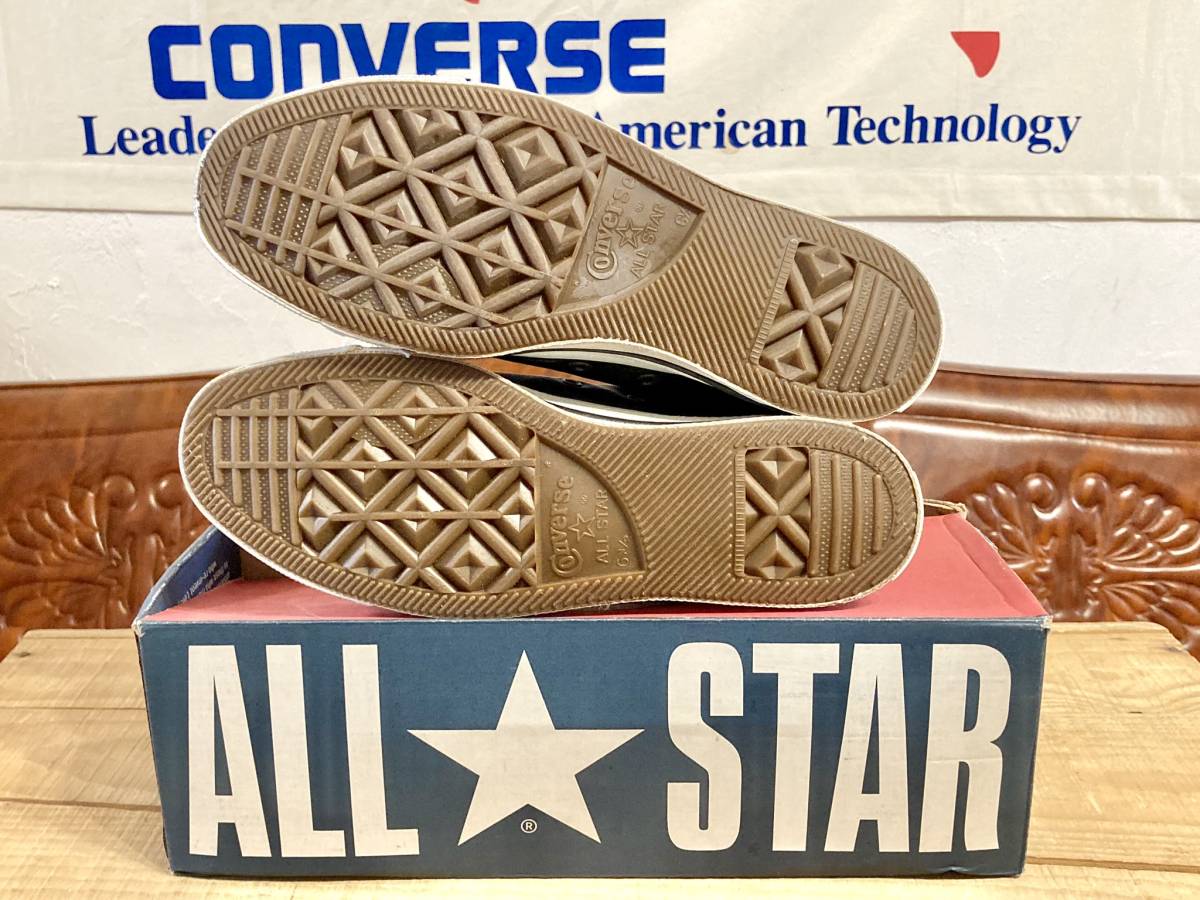 90s!USA!希少レア!コンバース ALL STAR LEATHER CR 黒 6.5 25cm 
