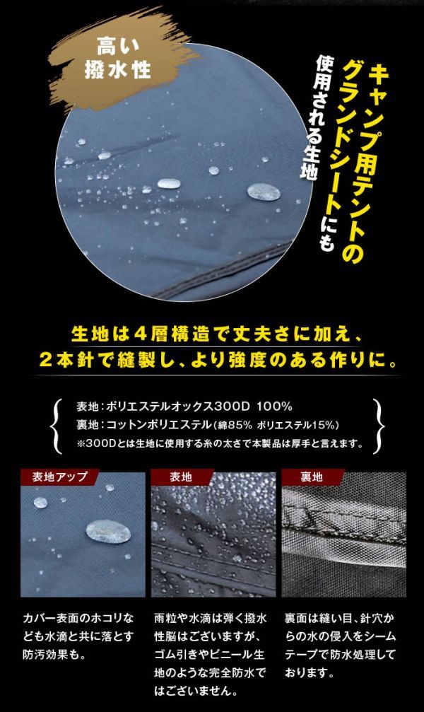 ホンダ NSR250R サイズ 2L 高機能 厚手バイクカバー オックス300D 耐熱 溶けない 不燃 防水 防雪 防塵 超撥水 盗難 防犯対策_画像9