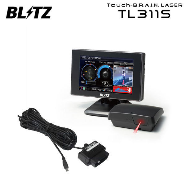 BLITZ ブリッツ Touch-B.R.A.I.N.LASER レーザー＆レーダー探知機 OBDセット TL311S+OBD2-BR1A ライズ A210A R3.11～ 1KR-VET ISO