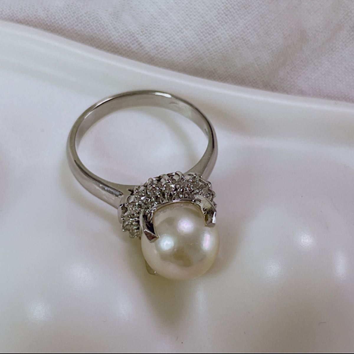 CAMELLIA PT850 真珠ダイヤモンドリング 本真珠 | noonanwaste.com
