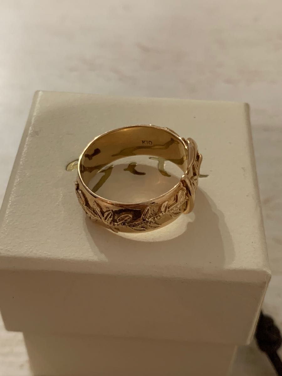 美品 アガット agete リング リーフ ベルト 地金 k10 金価格高騰中
