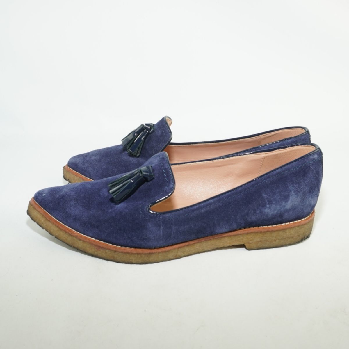 Fabio Rusconi fabio rusko-ni23.5~24.0 Flat pumps Loafer crepe sole suede leather tassel navy blue navy /DC398