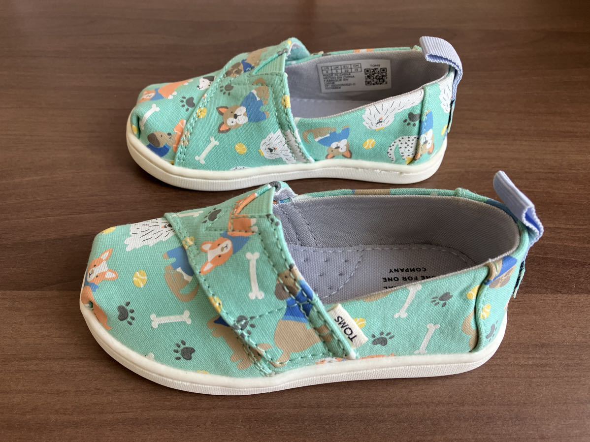 TOMS baby shoes 13cm formal shoes animal dog dog Kids shoes light green free shipping 