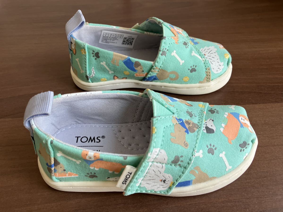 TOMS baby shoes 13cm formal shoes animal dog dog Kids shoes light green free shipping 