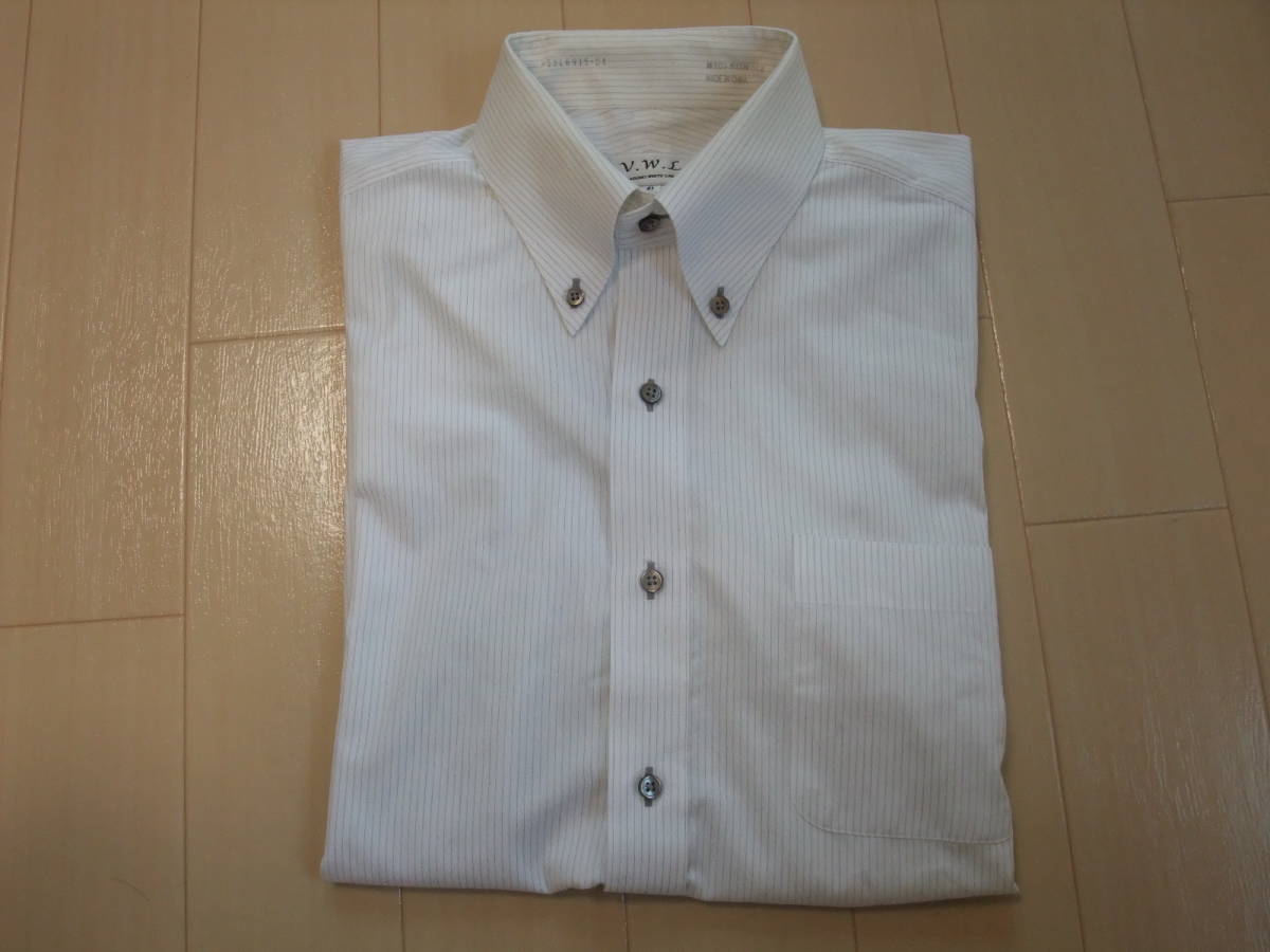 美品 丸井 V.W.L VISARUNO WHITE LABEL ボタンダウン ビジネスシャツ 半袖シャツ 41サイズ Lサイズ_画像1