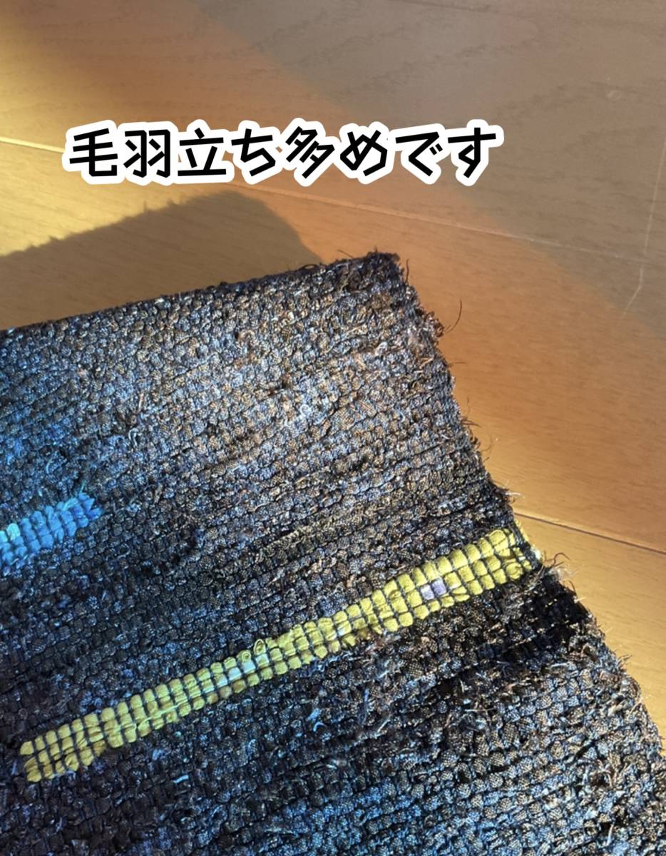  stick graph pattern mud ( Indigo ) Ooshima .. weave . woven old cloth kimono remake teki style hand made 