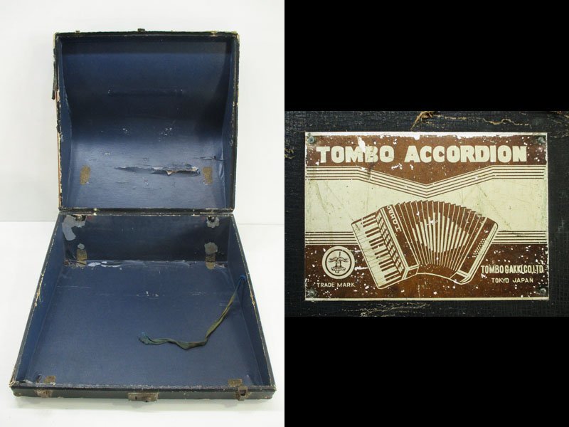 3829 時代 TOMBO トンボ楽器 アコーディオン ケース付 / 黒 ブラック 鍵盤楽器 インテリア 置物の画像9