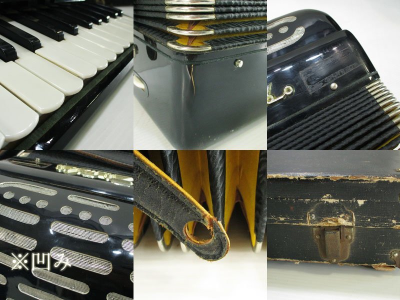 3829 時代 TOMBO トンボ楽器 アコーディオン ケース付 / 黒 ブラック 鍵盤楽器 インテリア 置物の画像10