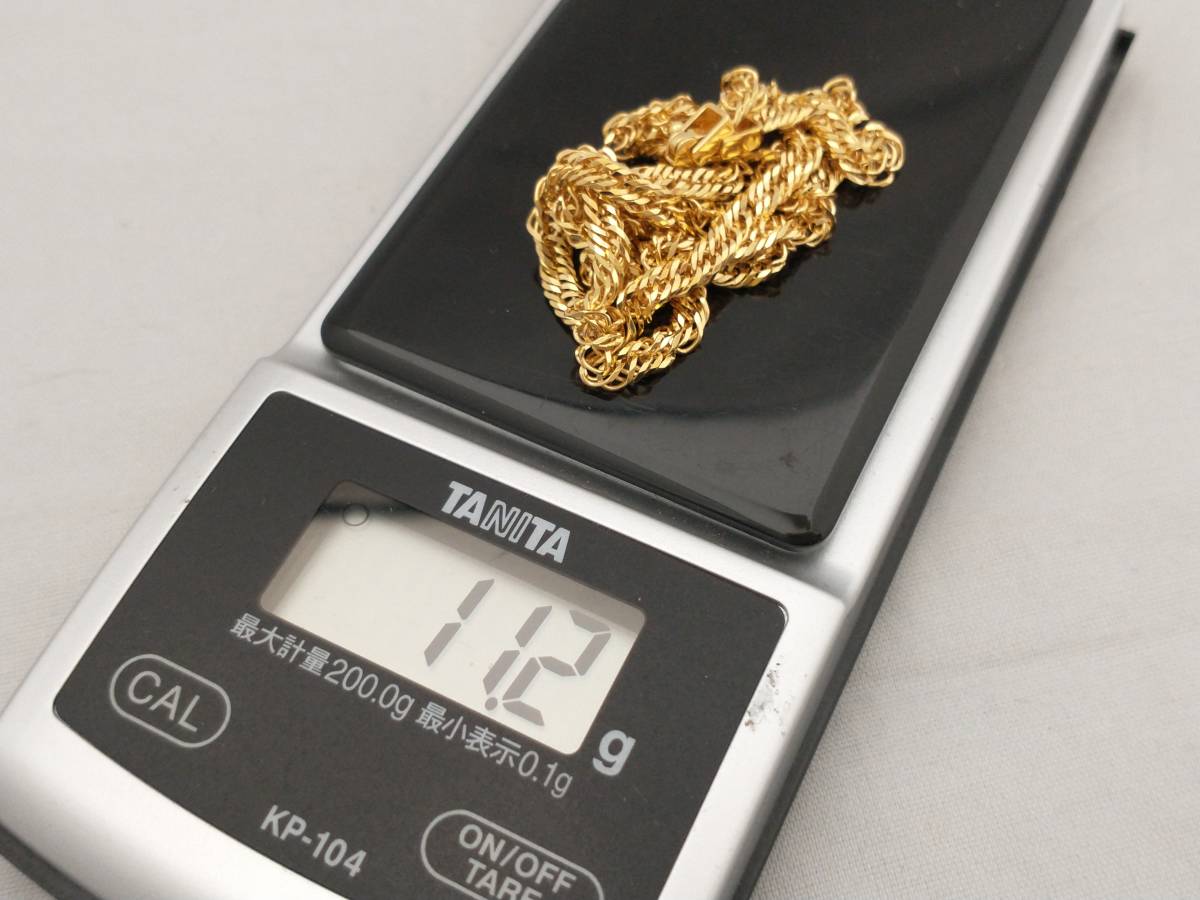 K18 12面トリプル/11.2g/45㎝ 喜平ネックレス/造幣局刻印有り 店舗