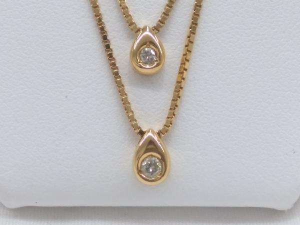 K18 18金 YG イエローゴールド ダイヤ0.1ct ネックレス 約39cm 約5.1g
